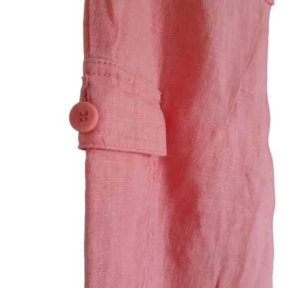 SOLD International Concepts Cargo Pant and Top Set 100% Linen Ombre Salmon/White - Picture 7 of 14